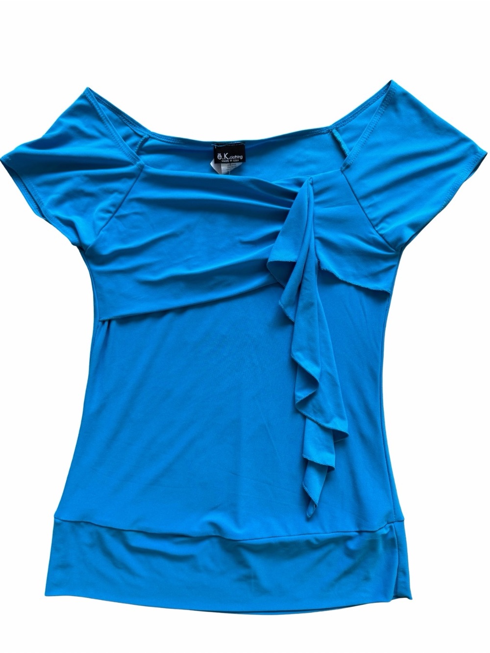 Kardashian Kollection Bright Blue Off-Shoulder Ruffle Top